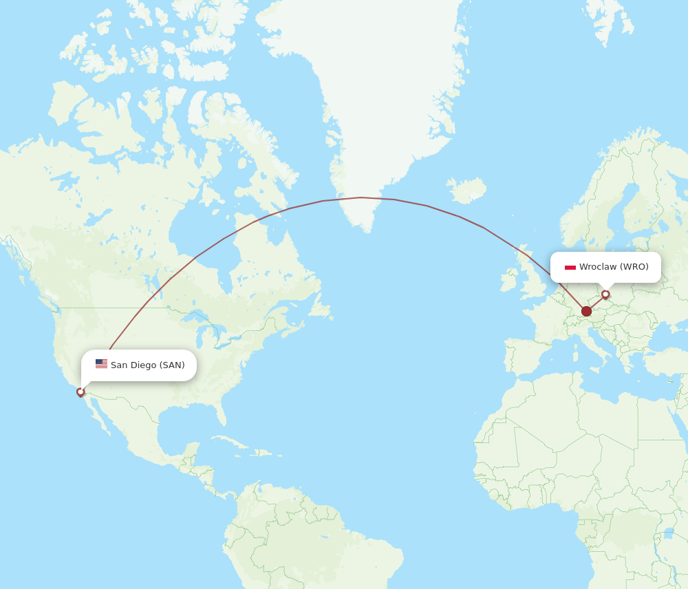 SAN-WRO flight routes
