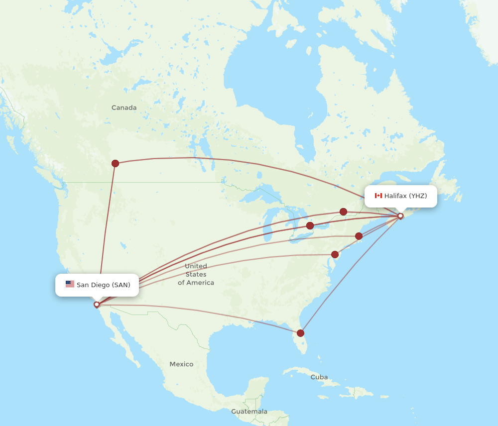 SAN-YHZ flight routes