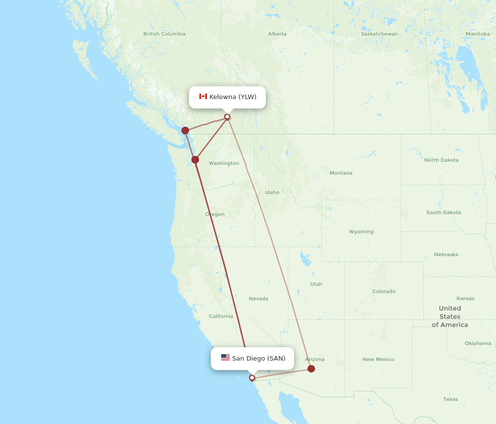 SAN-YLW flight routes