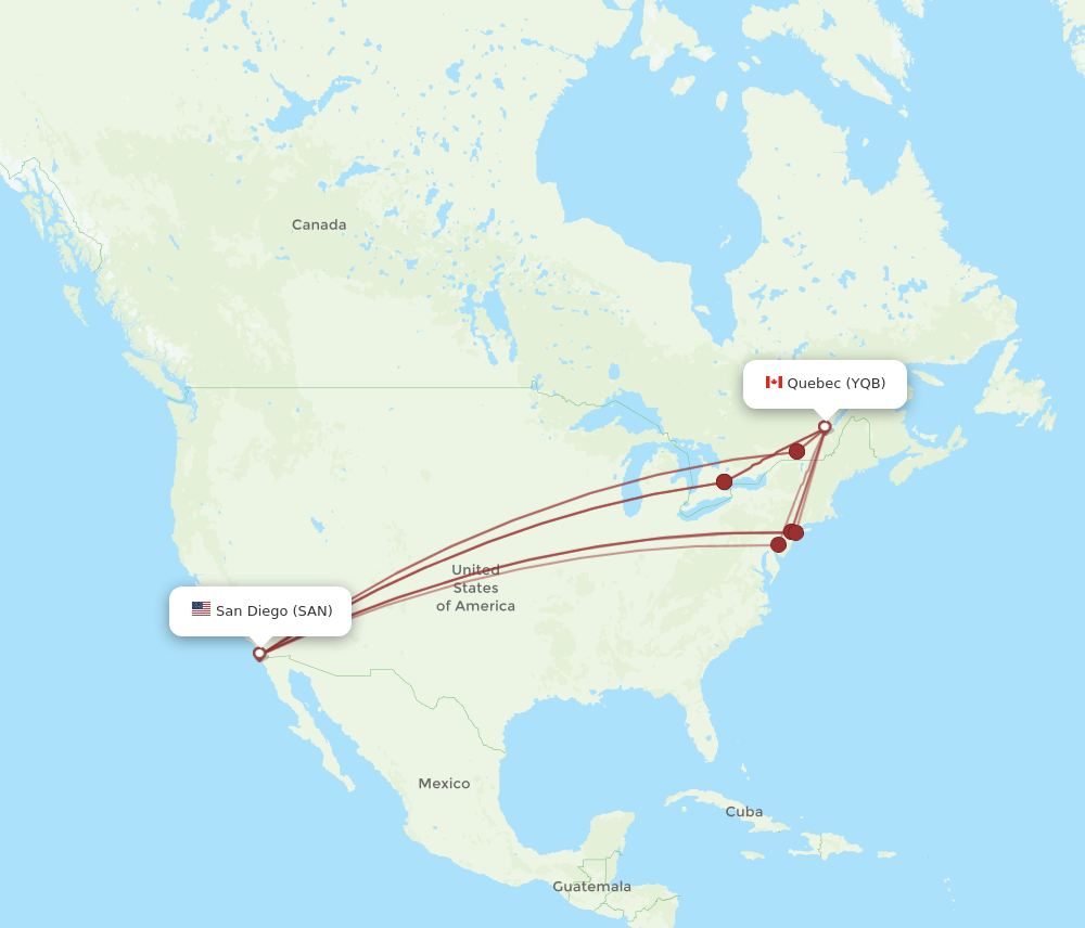 SAN-YQB flight routes
