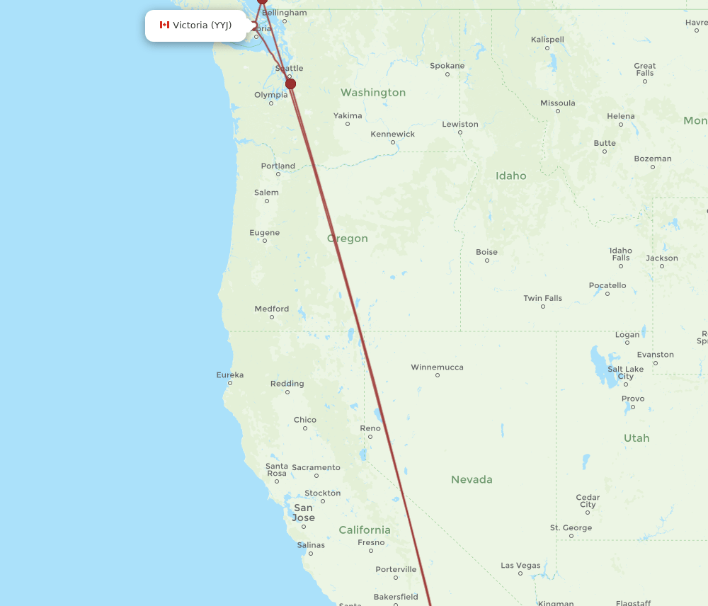 SAN to YYJ flights and routes map