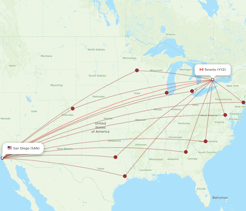 SAN-YYZ flight routes