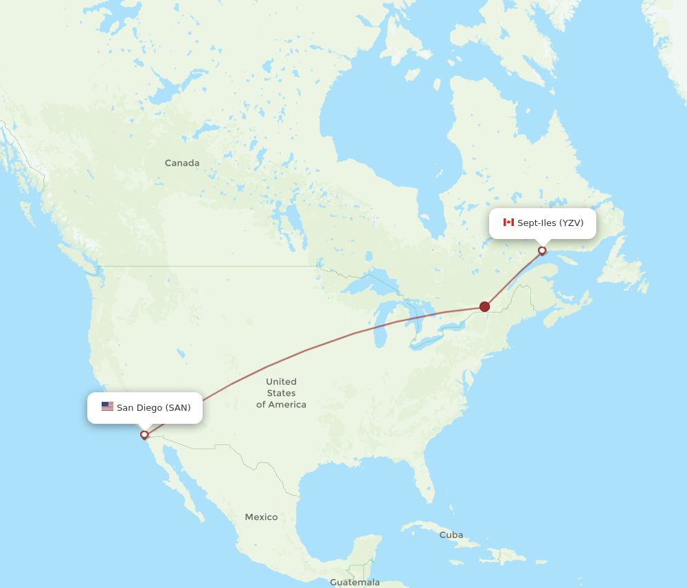 SAN-YZV flight routes