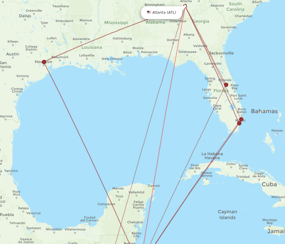 SAP-ATL flight routes