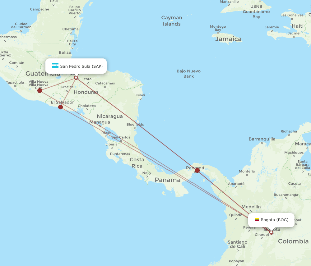 SAP-BOG flight routes