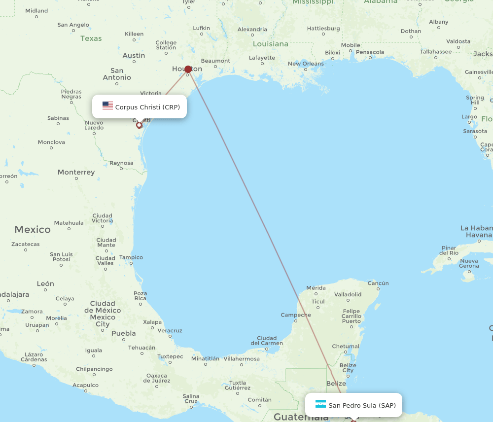 SAP to CRP flights and routes map