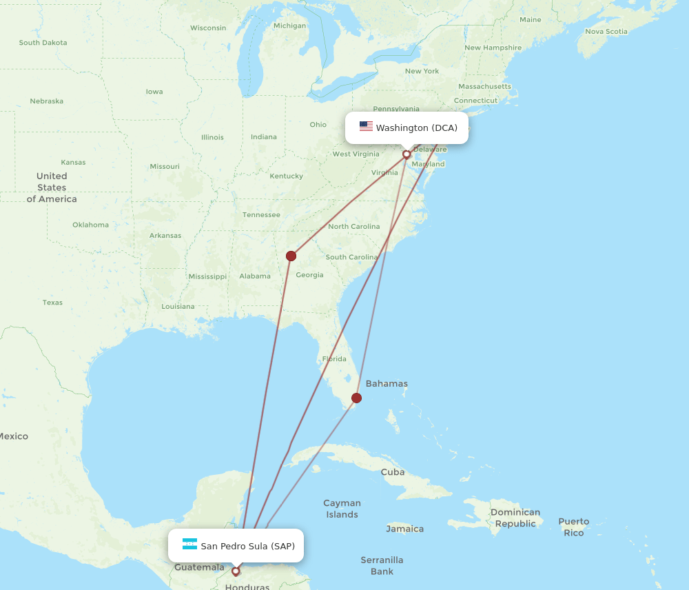 SAP-DCA flight routes