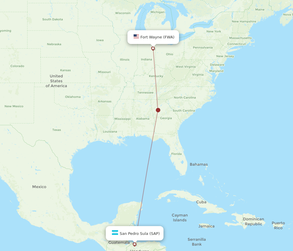 SAP to FWA flights and routes map