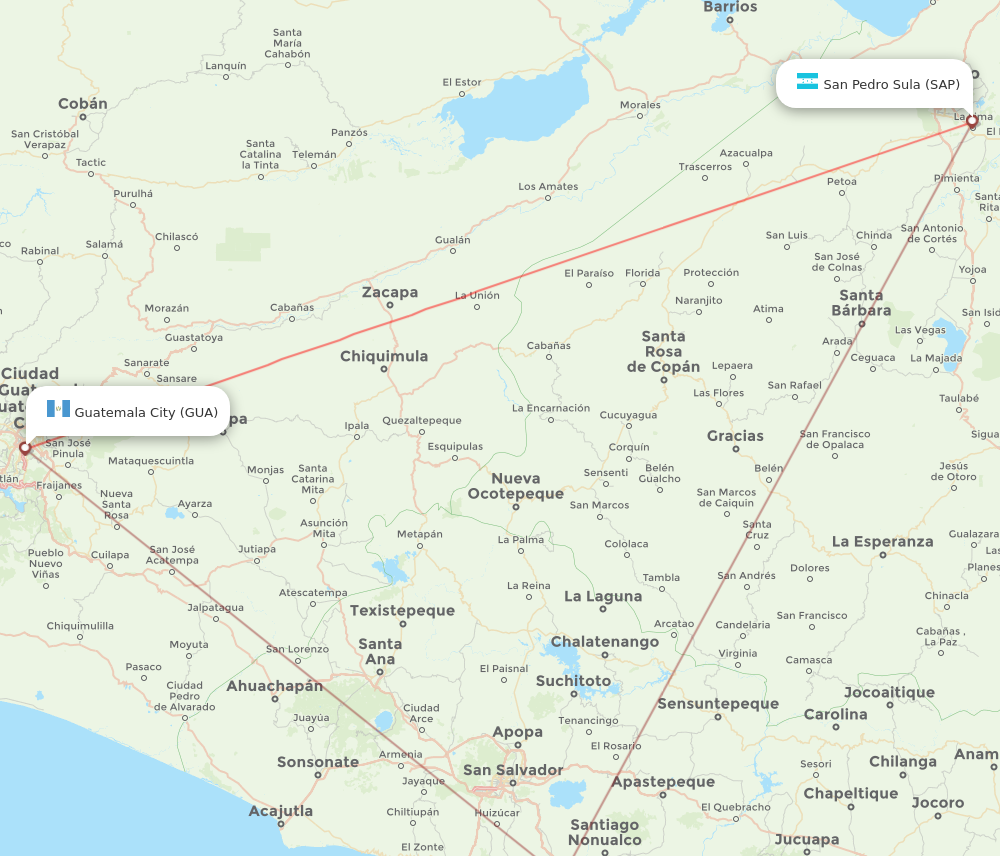 SAP to GUA flights and routes map