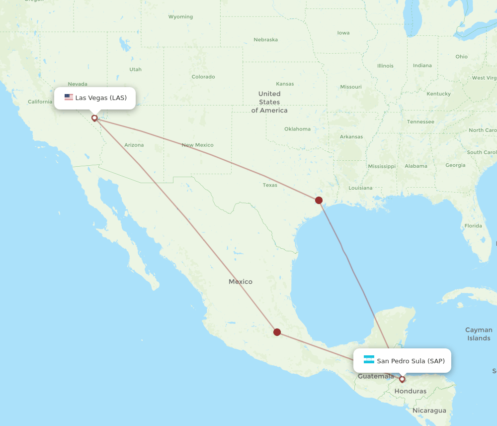 SAP to LAS flights and routes map