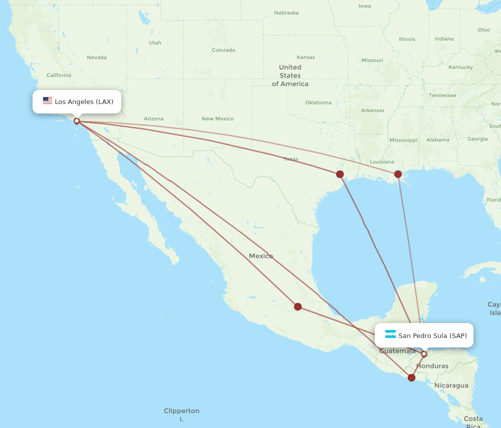 SAP to LAX flights and routes map