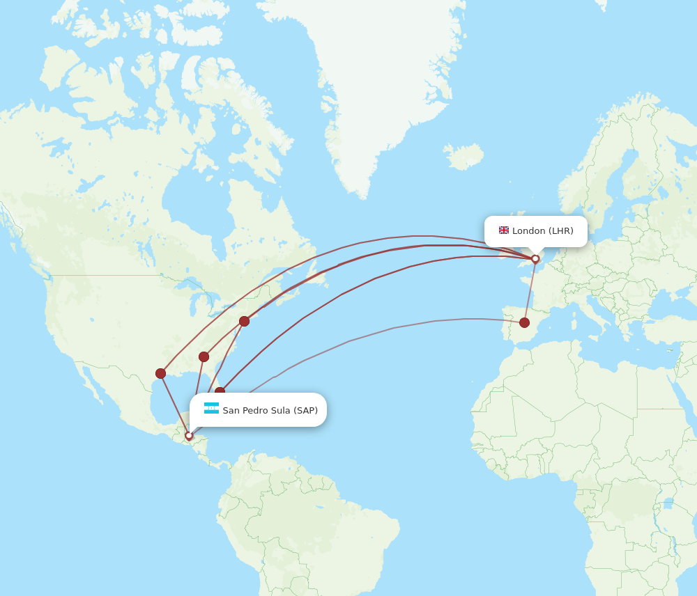 SAP-LHR flight routes