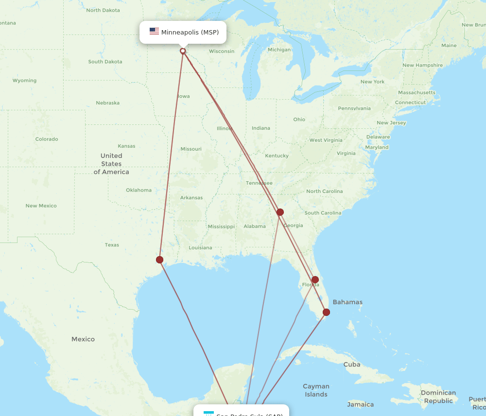 SAP-MSP flight routes