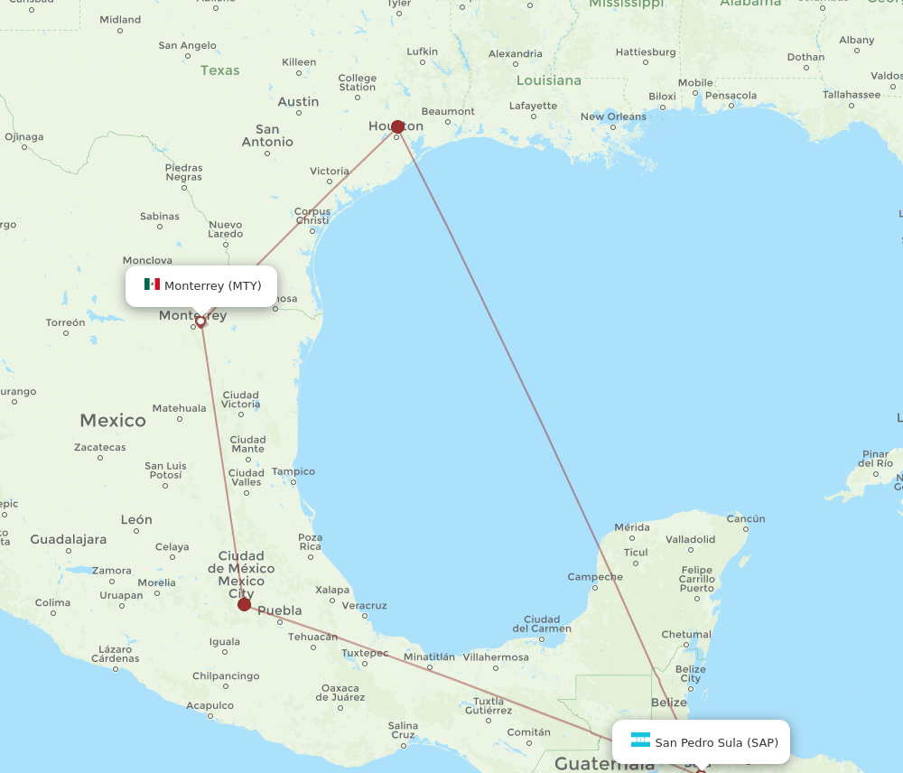 SAP-MTY flight routes
