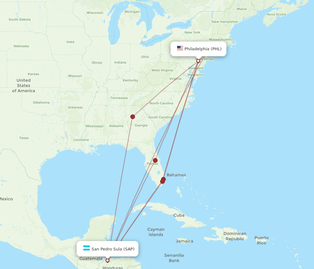 SAP-PHL flight routes