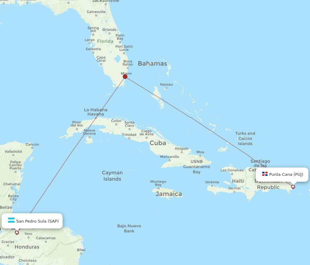 SAP-PUJ flight routes