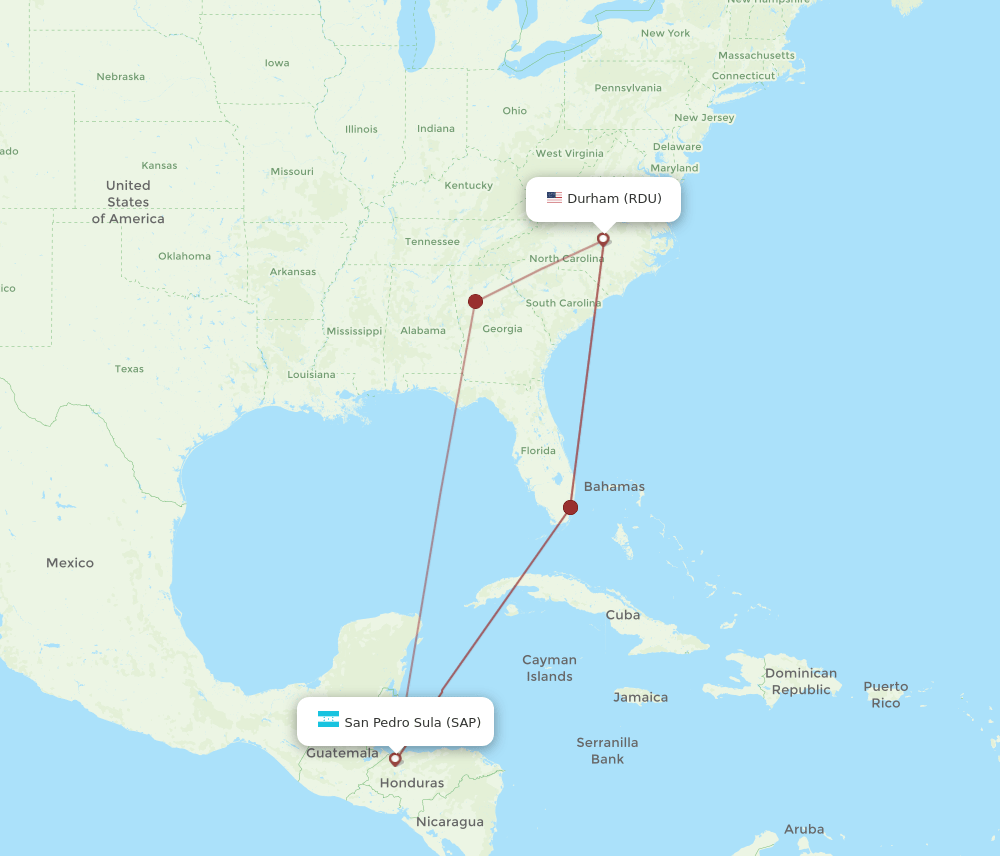 SAP-RDU flight routes