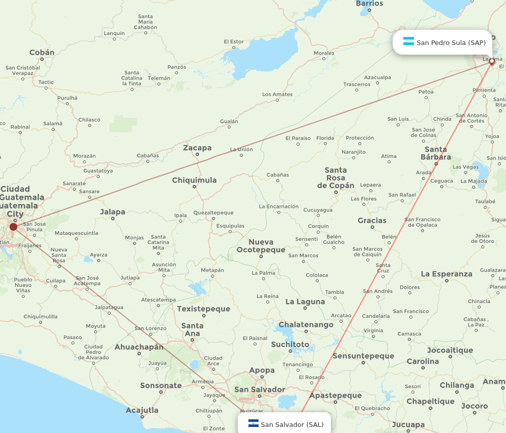 SAP to SAL flights and routes map