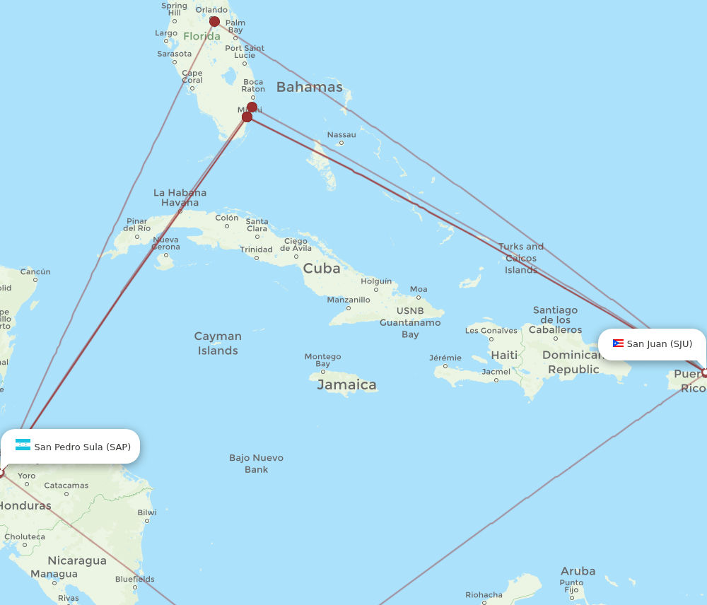 SAP-SJU flight routes