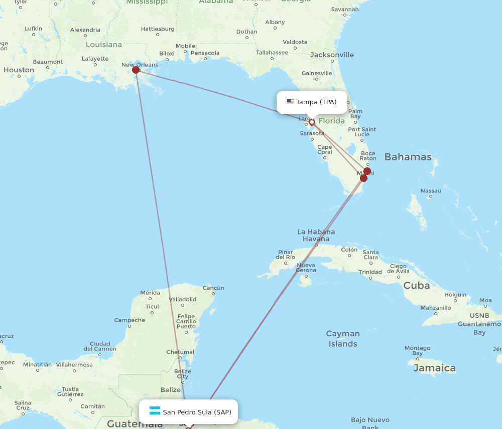 SAP-TPA flight routes