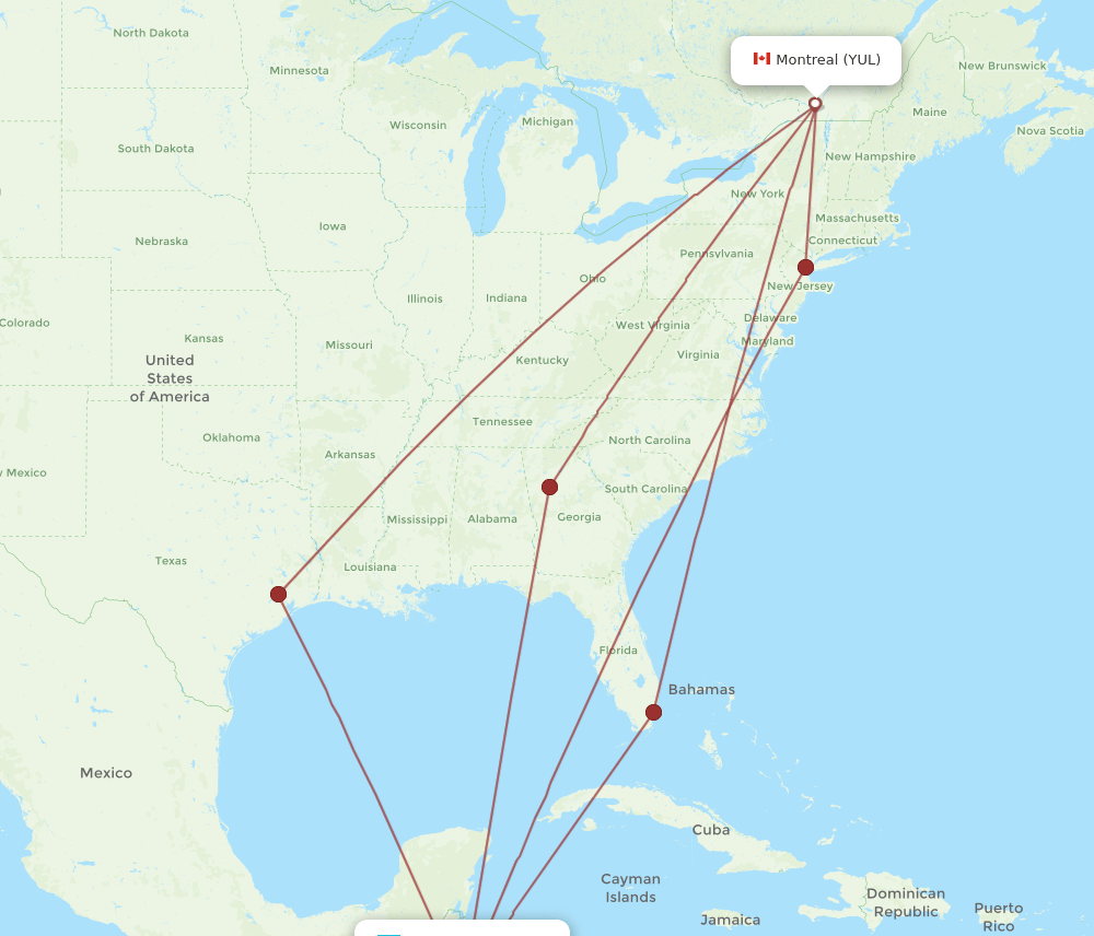 SAP-YUL flight routes