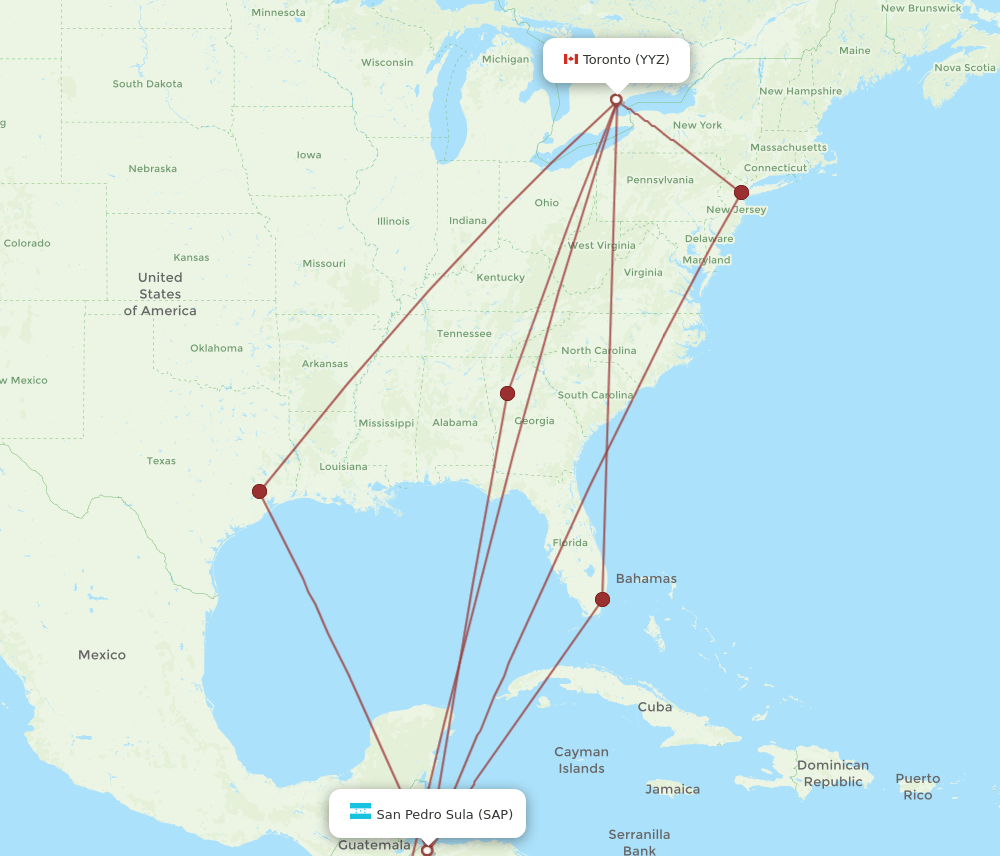 SAP-YYZ flight routes