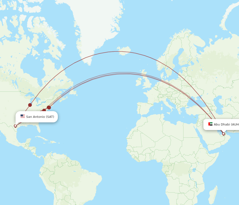 SAT-AUH flight routes