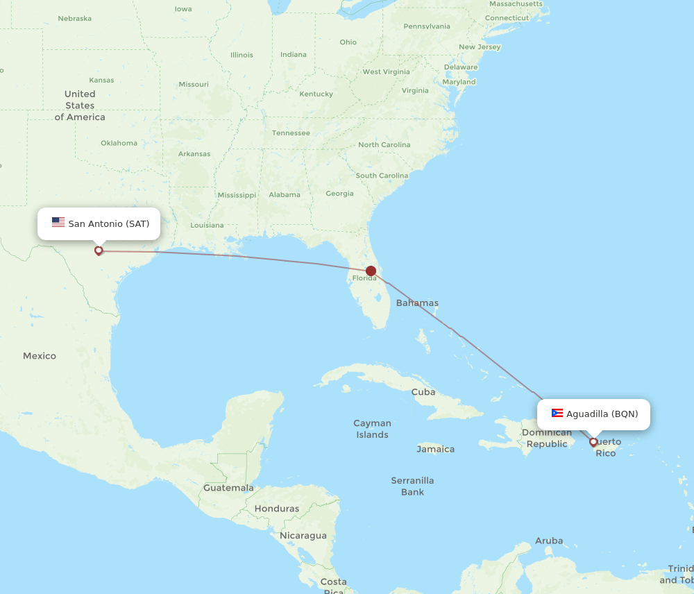 SAT-BQN flight routes