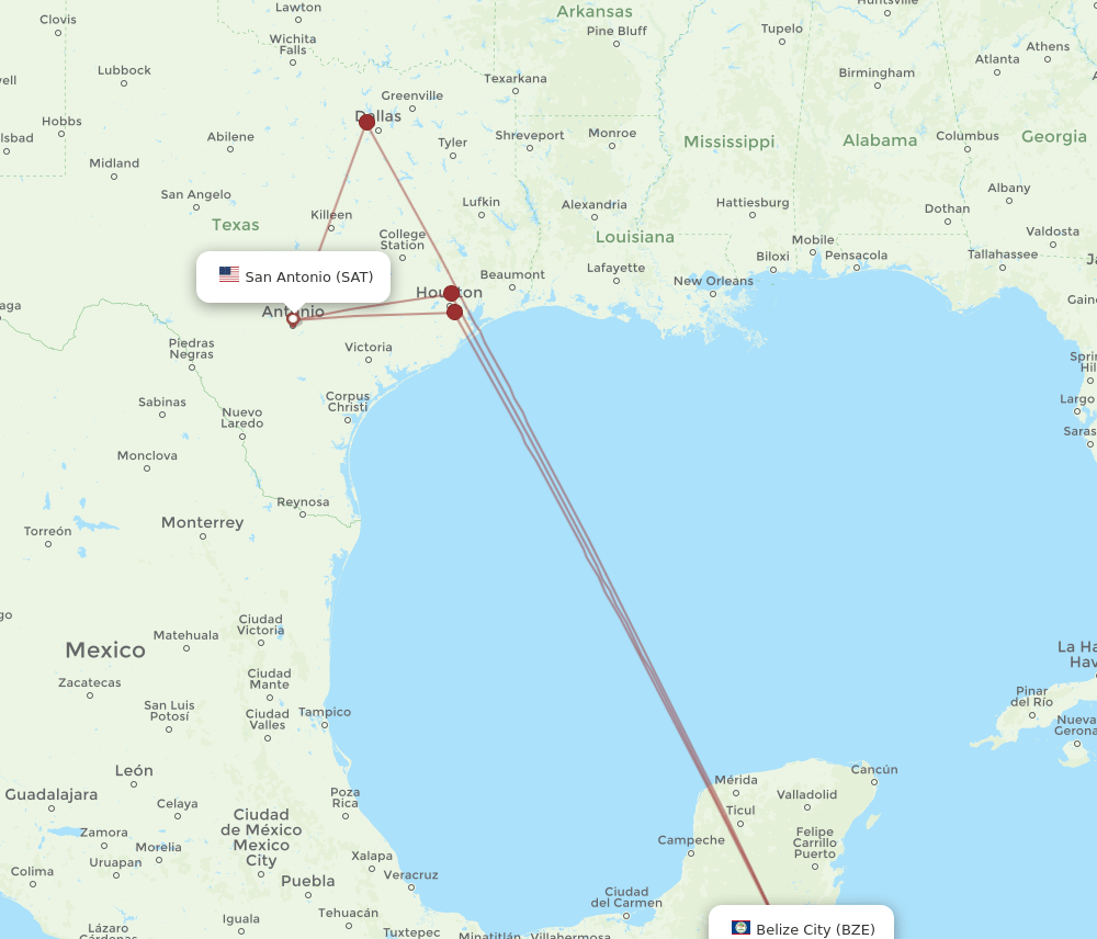 SAT-BZE flight routes