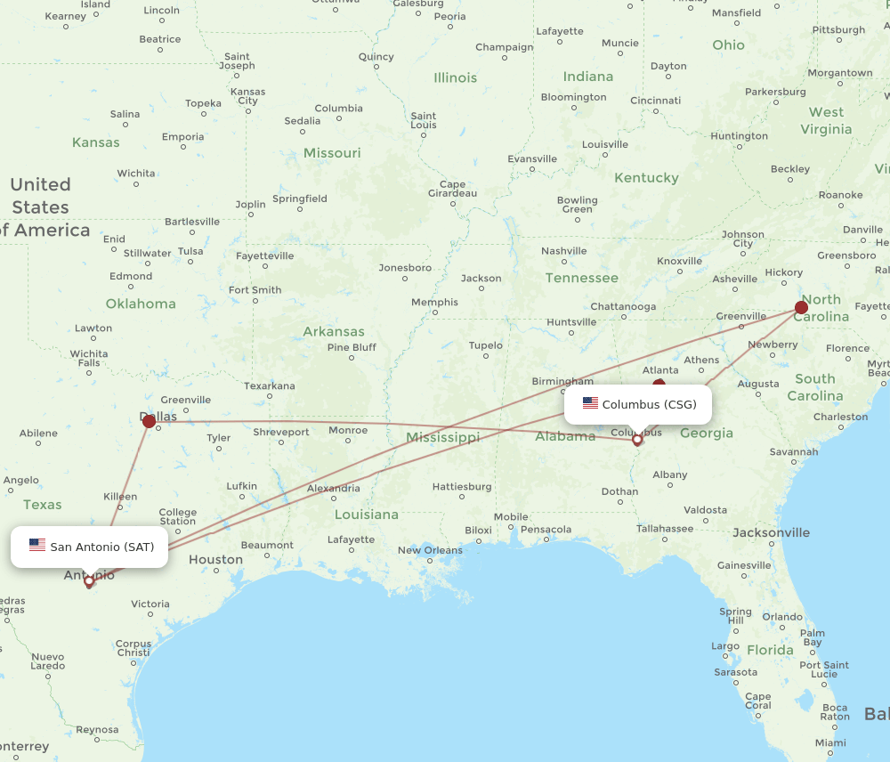 SAT-CSG flight routes