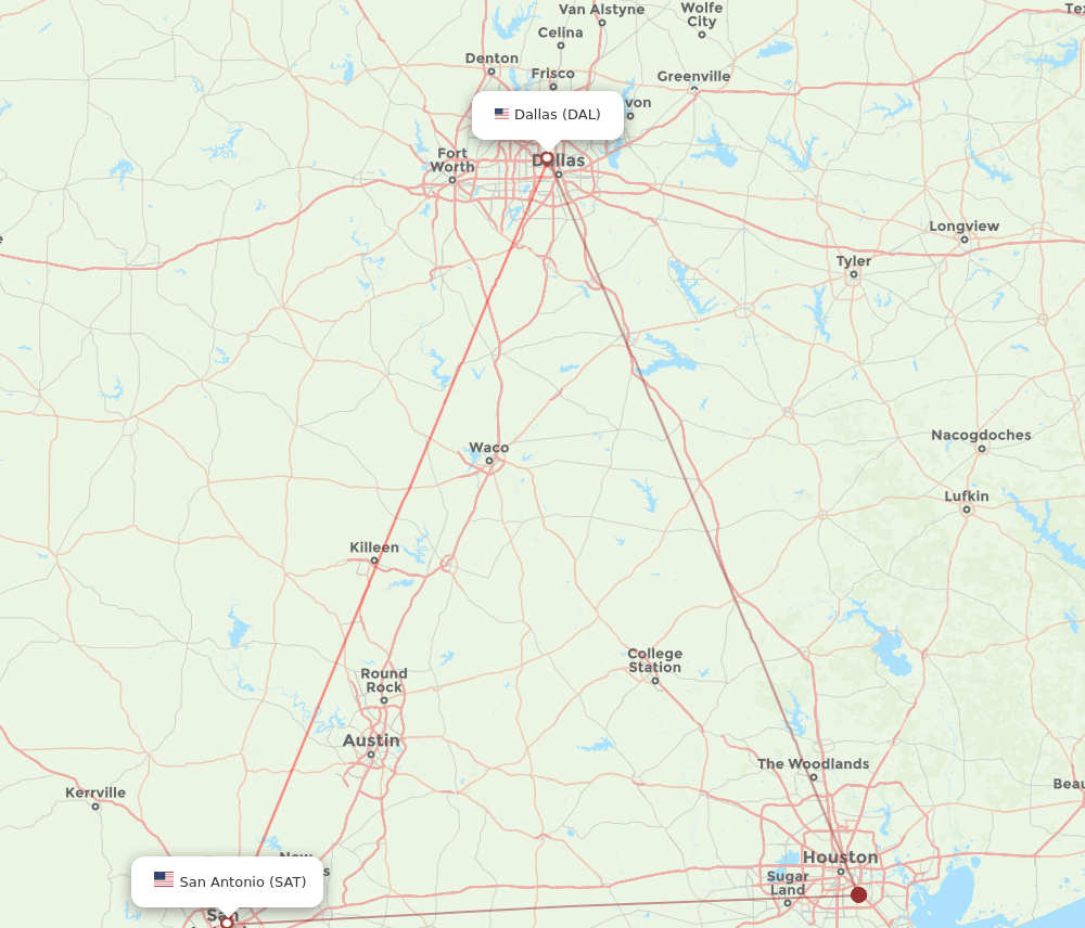 SAT-DAL flight routes