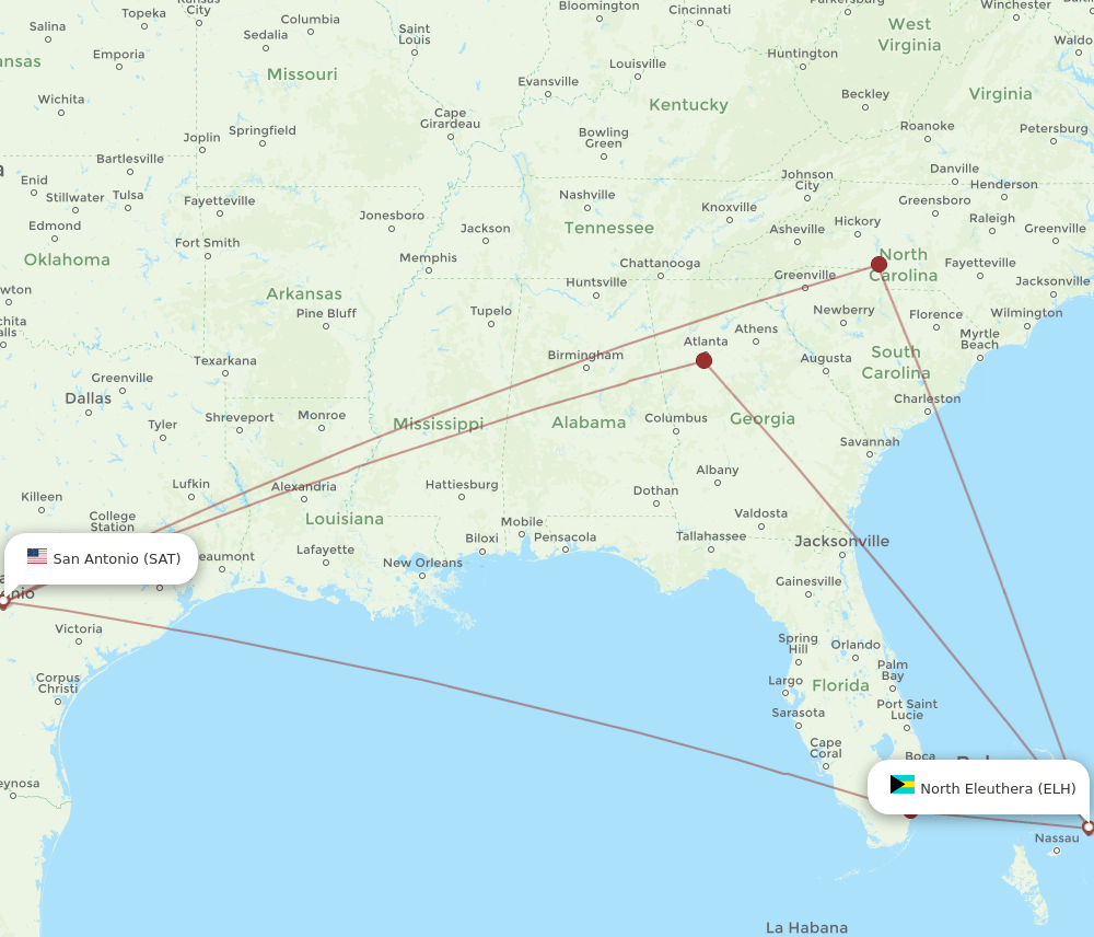 SAT-ELH flight routes