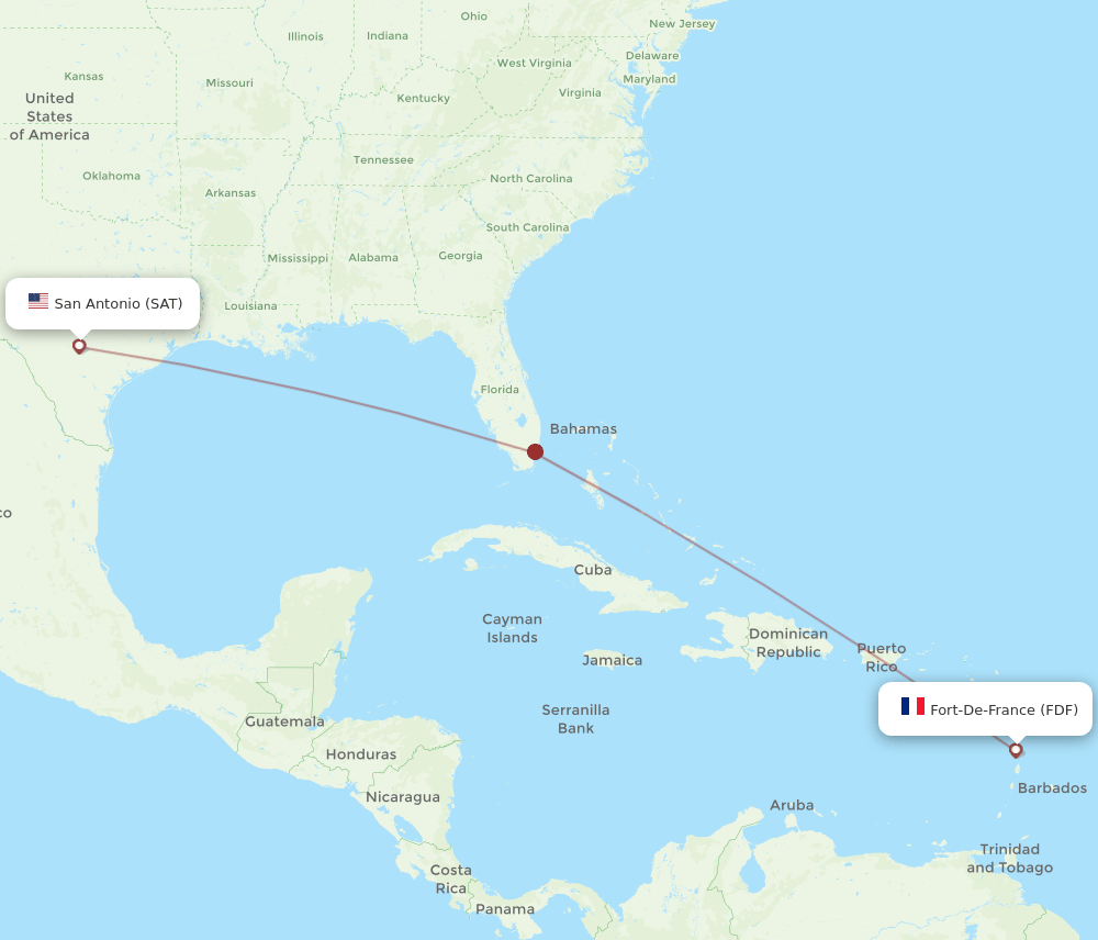 SAT to FDF flights and routes map