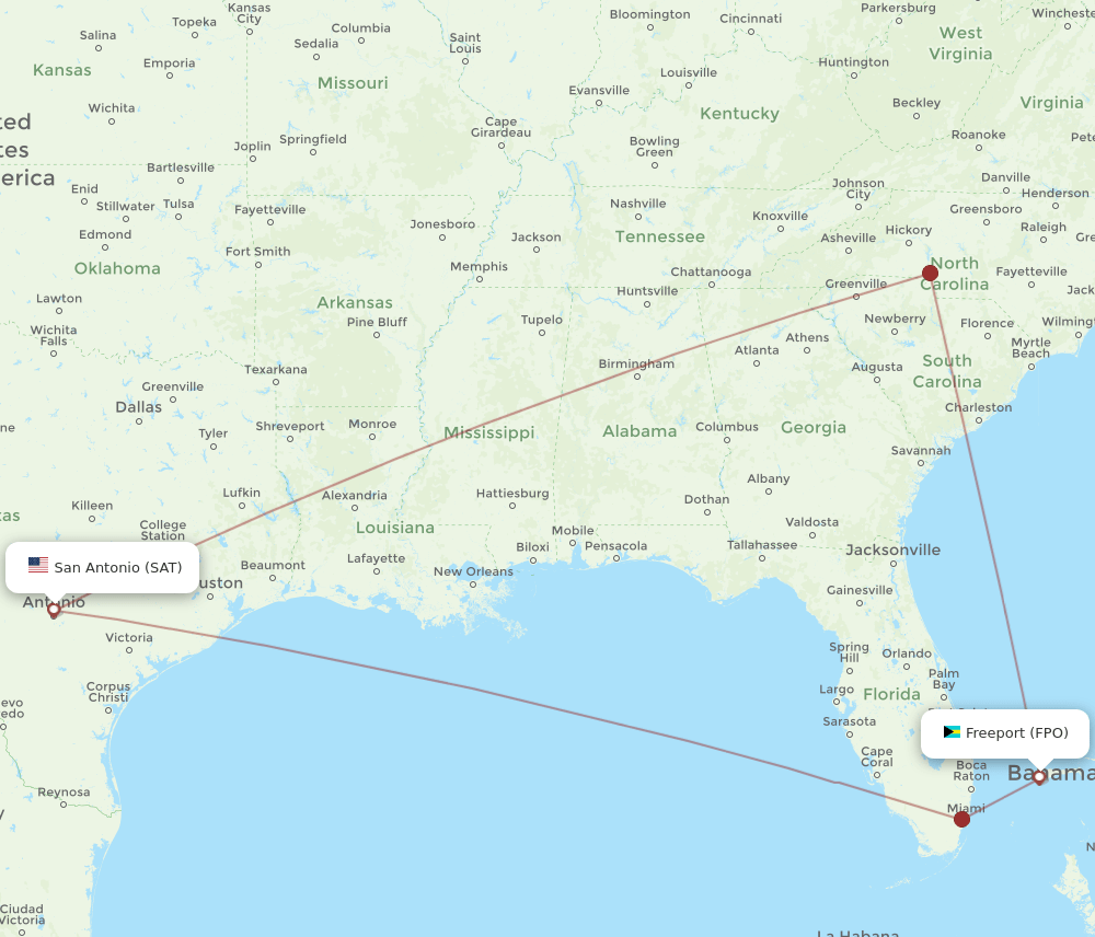 SAT-FPO flight routes