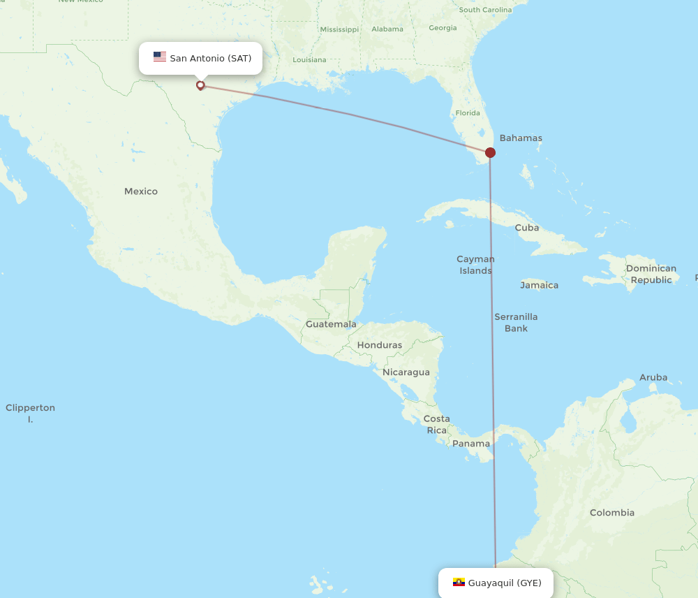 SAT to GYE flights and routes map