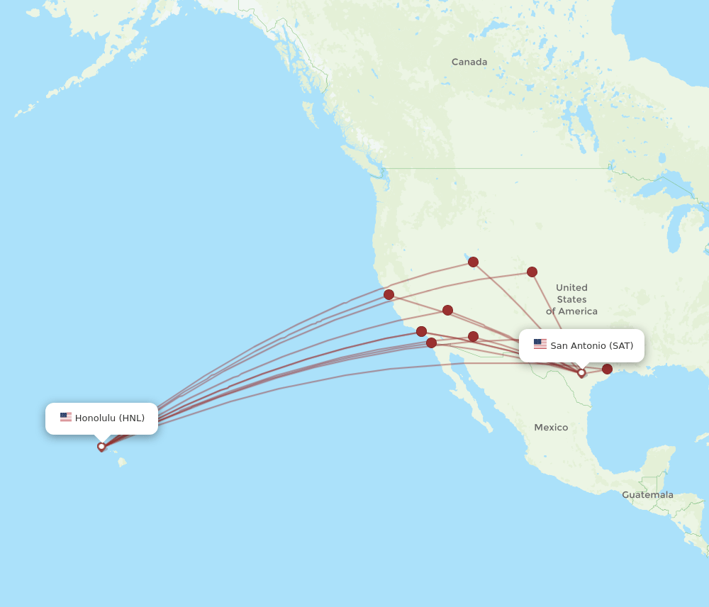 SAT-HNL flight routes