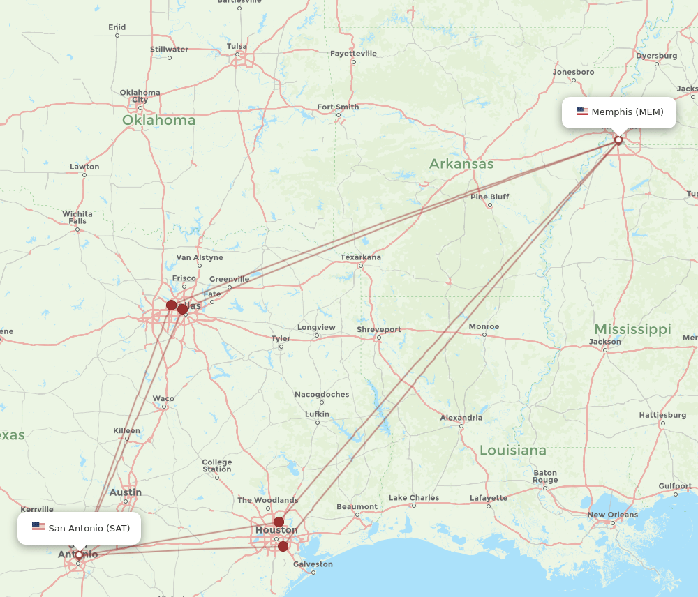 SAT-MEM flight routes