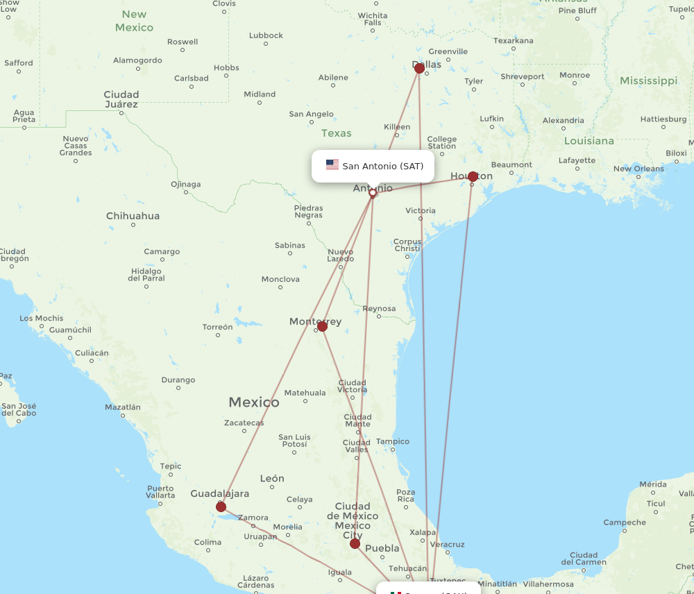 SAT-OAX flight routes