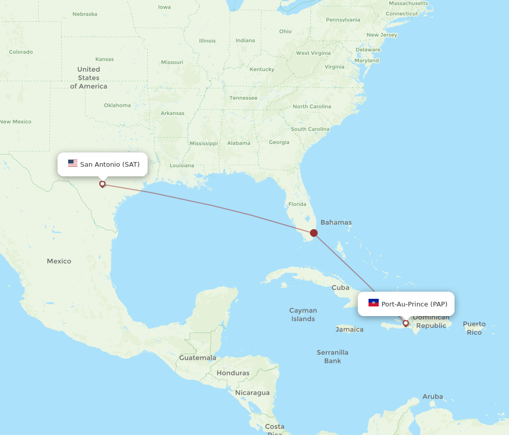 San Antonio - Port-au-Prince route map and flight paths