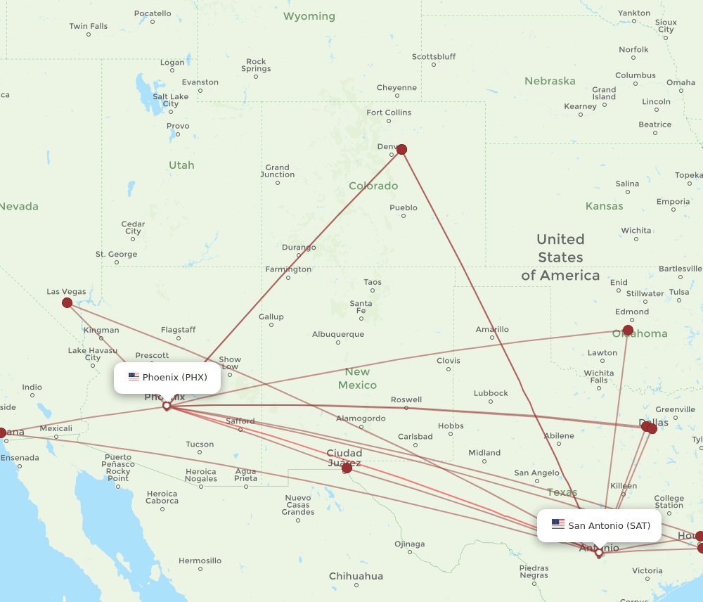 SAT-PHX flight routes