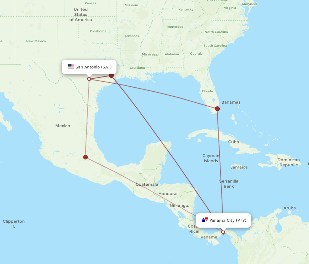 SAT-PTY flight routes