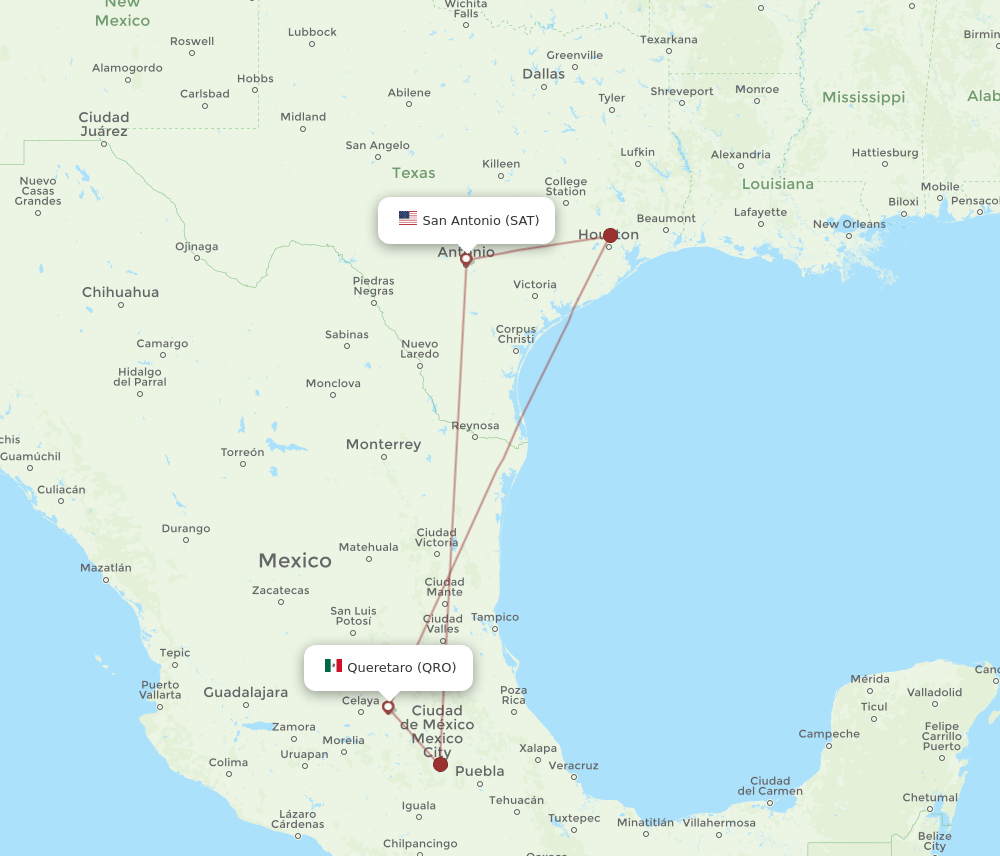 SAT-QRO flight routes