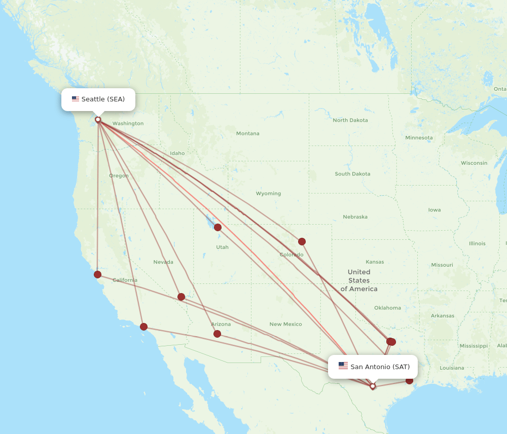 SAT to SEA flights and routes map