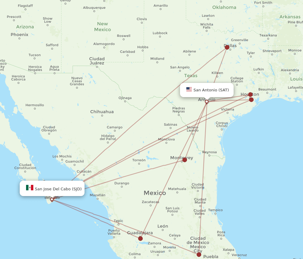 SAT-SJD flight routes