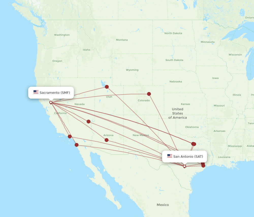 SAT-SMF flight routes