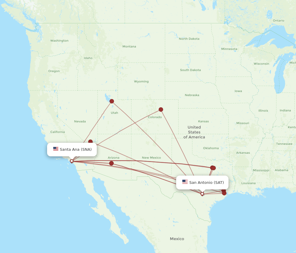 SAT-SNA flight routes