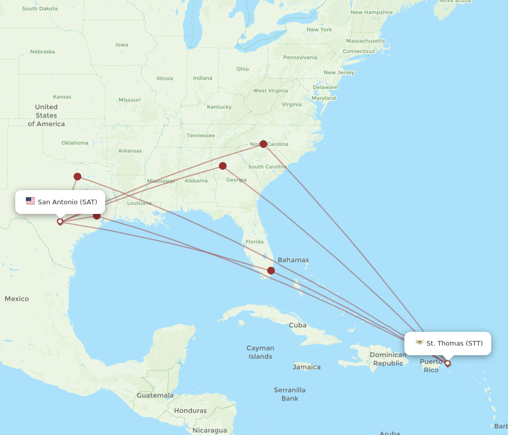 SAT-STT flight routes