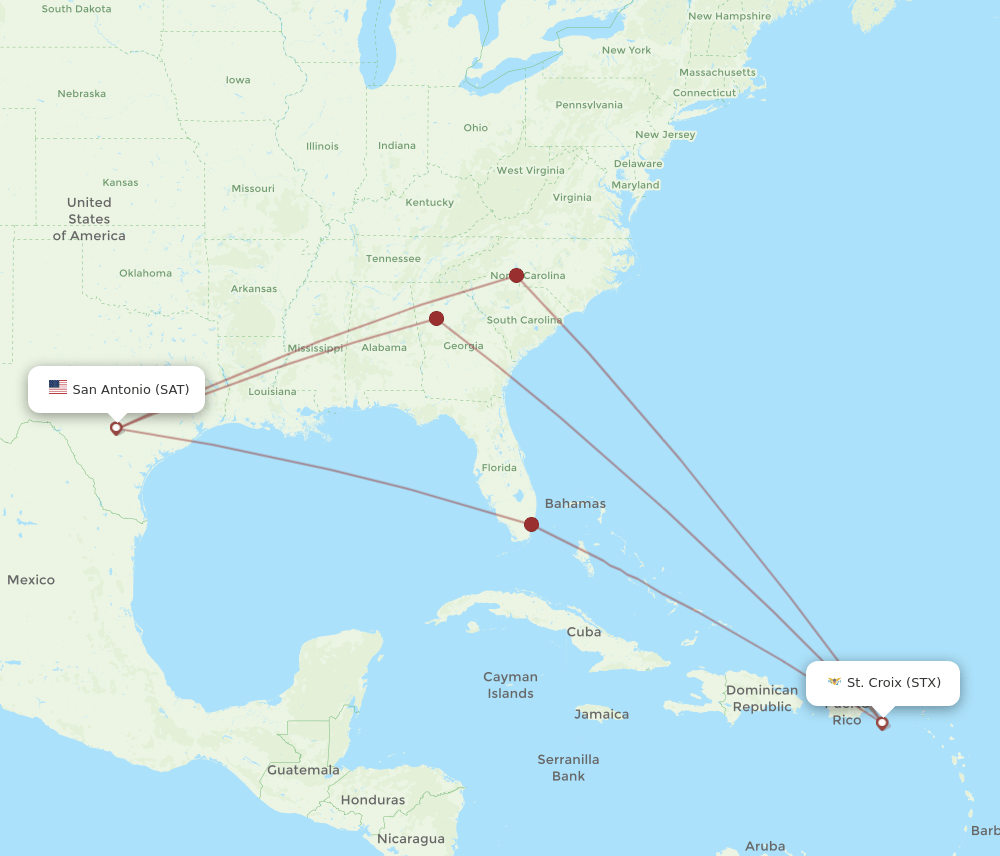 SAT-STX flight routes