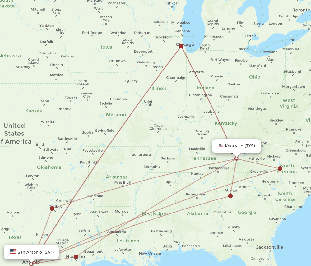 SAT-TYS flight routes