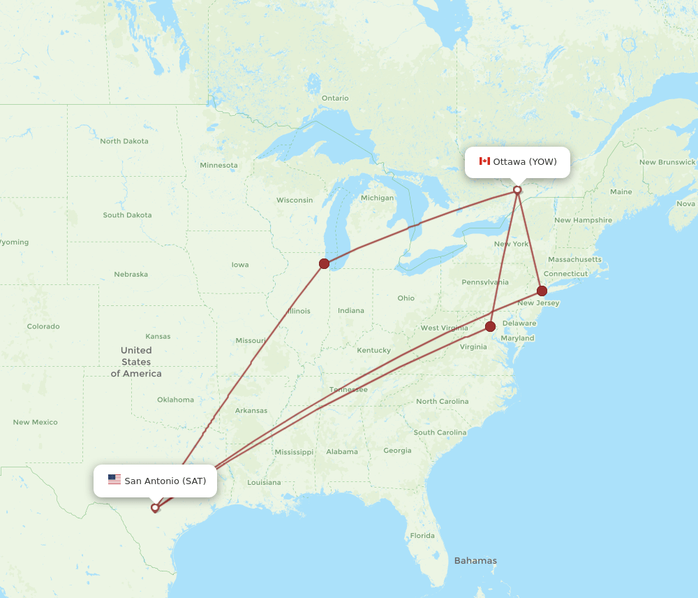 SAT-YOW flight routes